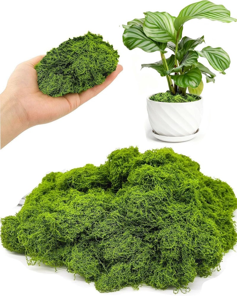 Soupiar 7oz Artificial Fake Moss for Indoor Plants, Faux Green Moss Potted Crafts Mosser DIY Garden Decor - Image 1